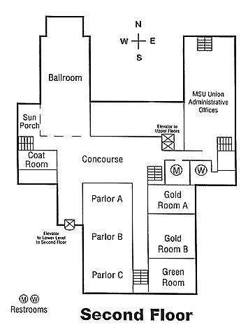Michigan State University Union, Second Floor